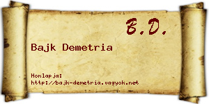 Bajk Demetria névjegykártya